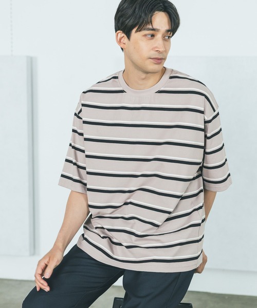 LAKOLE（ラコレ）の「アソートボーダー半袖T / 496436（Tシャツ/カットソー・メンズ・ブラック/ベージュ/ネイビー・MEDIUM/LARGE）」の6枚目の写真