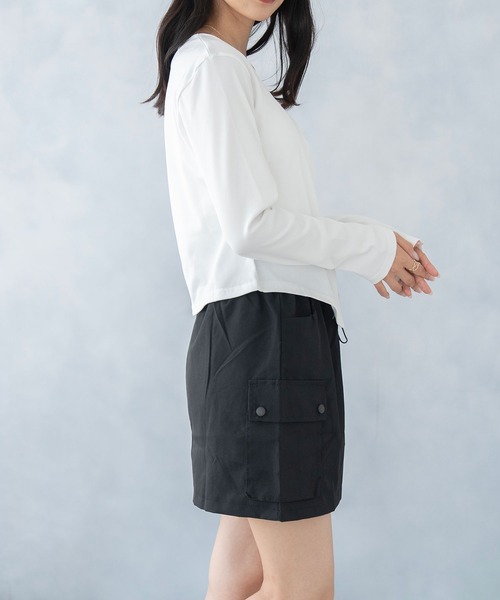 NinaetLina(ニナエリナ)の「カーディガン風ボートネックカットソー(Tシャツ/カットソー・レディース・ホワイト/ブラック・FREE)」の8枚目の写真