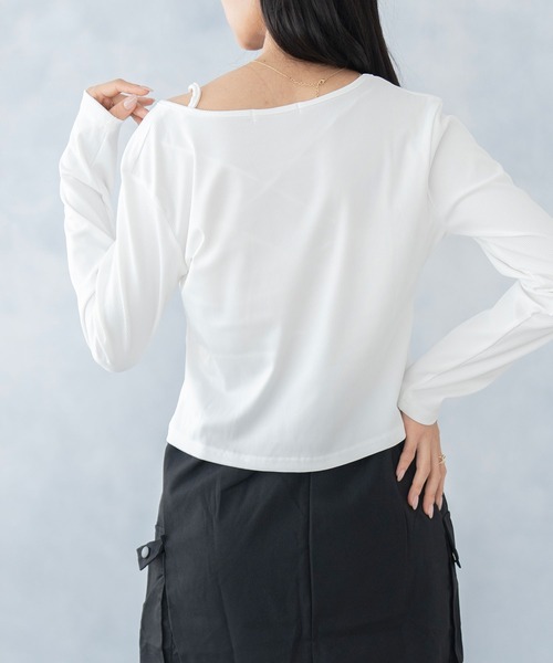NinaetLina(ニナエリナ)の「カーディガン風ボートネックカットソー(Tシャツ/カットソー・レディース・ホワイト/ブラック・FREE)」の9枚目の写真