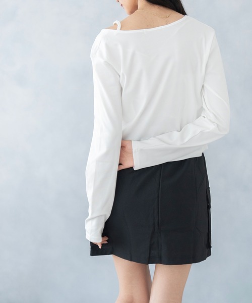 NinaetLina(ニナエリナ)の「カーディガン風ボートネックカットソー(Tシャツ/カットソー・レディース・ホワイト/ブラック・FREE)」の10枚目の写真