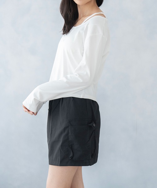 NinaetLina(ニナエリナ)の「カーディガン風ボートネックカットソー(Tシャツ/カットソー・レディース・ホワイト/ブラック・FREE)」の11枚目の写真