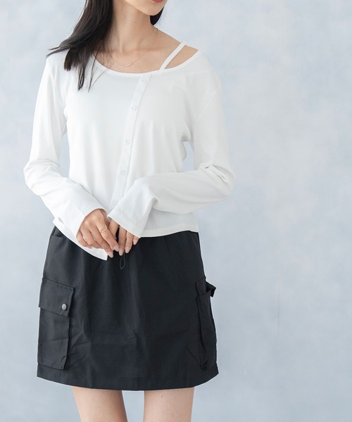 NinaetLina(ニナエリナ)の「カーディガン風ボートネックカットソー(Tシャツ/カットソー・レディース・ホワイト/ブラック・FREE)」の16枚目の写真