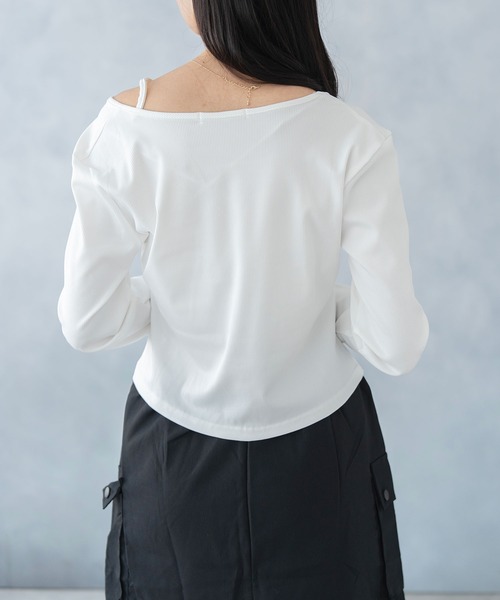 NinaetLina(ニナエリナ)の「カーディガン風ボートネックカットソー(Tシャツ/カットソー・レディース・ホワイト/ブラック・FREE)」の18枚目の写真