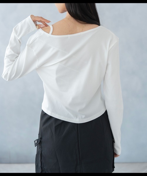 NinaetLina(ニナエリナ)の「カーディガン風ボートネックカットソー(Tシャツ/カットソー・レディース・ホワイト/ブラック・FREE)」の19枚目の写真