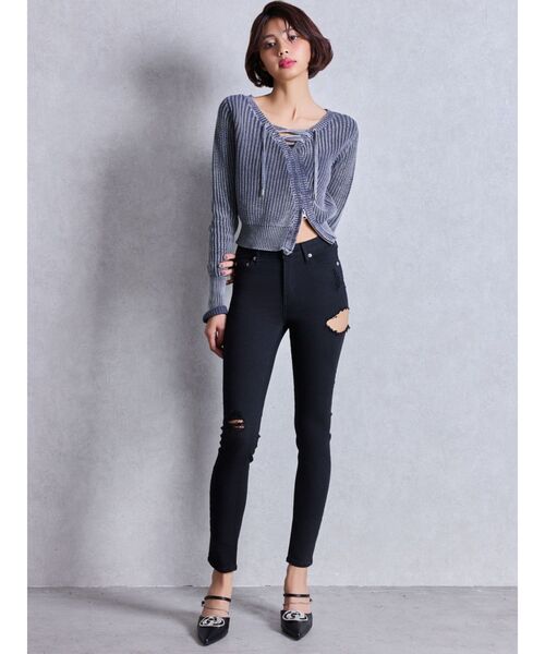 GYDA（ジェイダ）の「ミドルウエストSIDE RIPPEDカラースキニーパンツ（その他パンツ・レディース・ブラック・X-SMALL/SMALL/MEDIUM）」の13枚目の写真