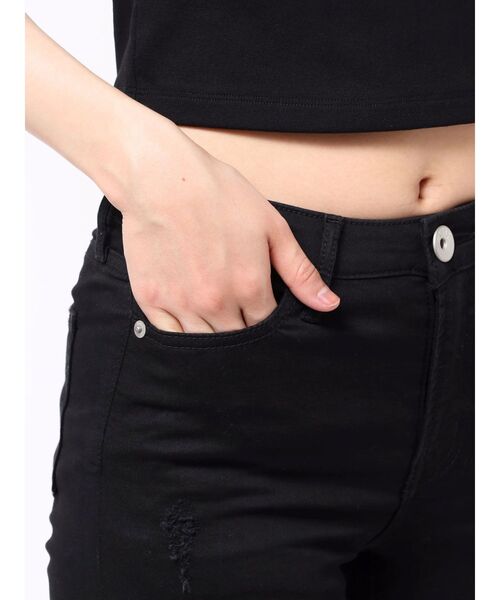 GYDA（ジェイダ）の「ミドルウエストSIDE RIPPEDカラースキニーパンツ（その他パンツ・レディース・ブラック・X-SMALL/SMALL/MEDIUM）」の3枚目の写真