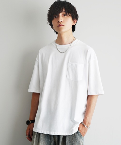 MinoriTY】綿タッチプレーティング天竺ワイドシルエットTシャツ