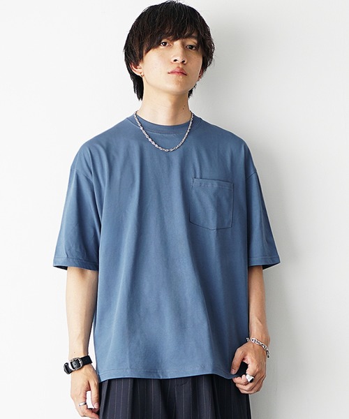 MinoriTY】綿タッチプレーティング天竺ワイドシルエットTシャツ