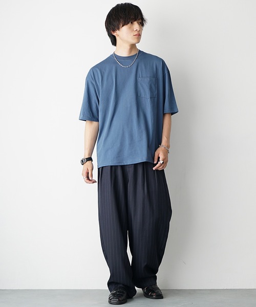 MinoriTY】綿タッチプレーティング天竺ワイドシルエットTシャツ