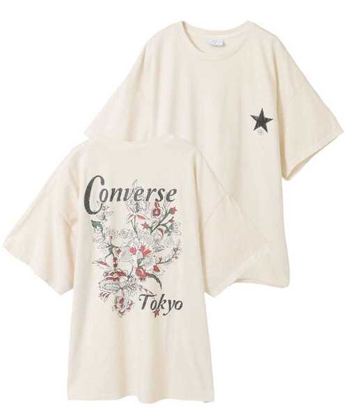 CONVERSE TOKYO（コンバーストウキョウ）の「PIGMENT DYE FLOWER LOGO TEE（Tシャツ/カットソー・レディース・ブルー/ブラック/ホワイト・SMALL/MEDIUM）」の2枚目の写真