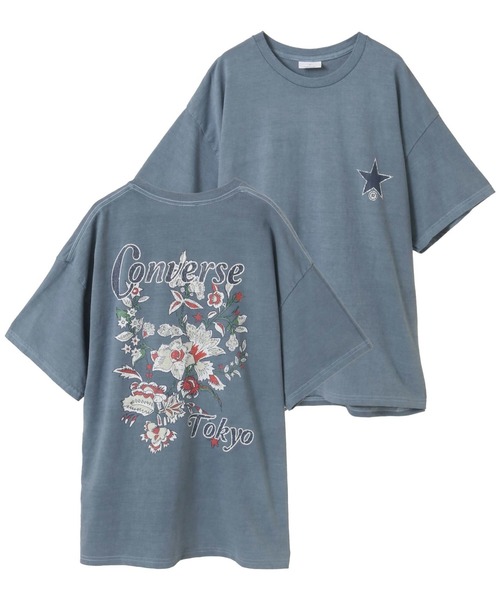 CONVERSE TOKYO（コンバーストウキョウ）の「PIGMENT DYE FLOWER LOGO TEE（Tシャツ/カットソー・レディース・ブルー/ブラック/ホワイト・SMALL/MEDIUM）」の3枚目の写真