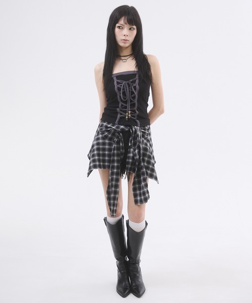 セール】バックカッティングレースアップベアトップ（Tシャツ