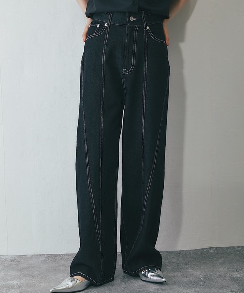 ANOTHER S（アナザーエス）の「デニム切り替えストレートパンツ 