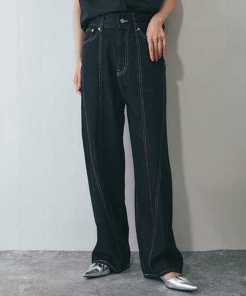 ANOTHER S（アナザーエス）の「デニム切り替えストレートパンツ