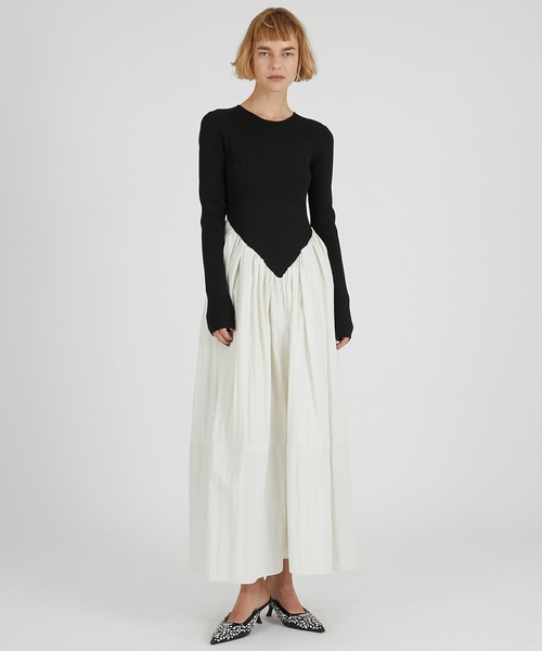 PRANK PROJECT(プランクプロジェクト)の「ニットコンビロングドレス / Knit Combination Long Dress(ワンピース・レディース・グレー/ブラック・36/38)」の2枚目の写真