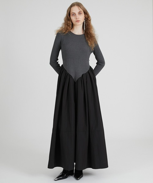 PRANK PROJECT(プランクプロジェクト)の「ニットコンビロングドレス / Knit Combination Long Dress(ワンピース・レディース・グレー/ブラック・36/38)」の3枚目の写真