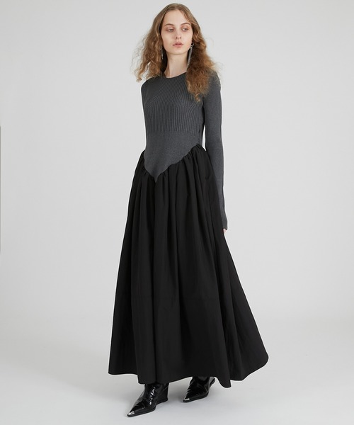 ニットコンビロングドレス / Knit Combination Long Dress（ワンピース