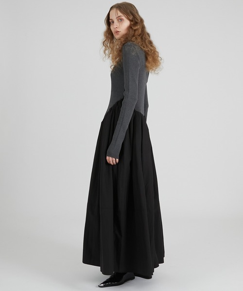 セール】ニットコンビロングドレス / Knit Combination Long Dress