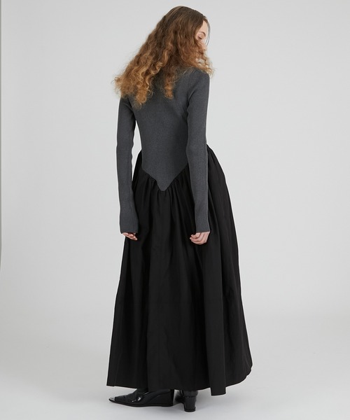 セール】ニットコンビロングドレス / Knit Combination Long Dress