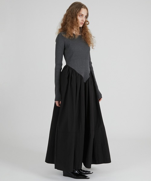 PRANK PROJECT(プランクプロジェクト)の「ニットコンビロングドレス / Knit Combination Long Dress(ワンピース・レディース・グレー/ブラック・36/38)」の7枚目の写真