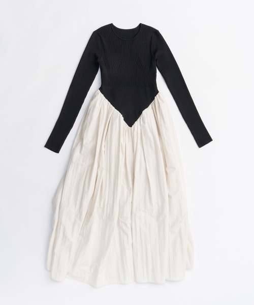 セール】ニットコンビロングドレス / Knit Combination Long Dress