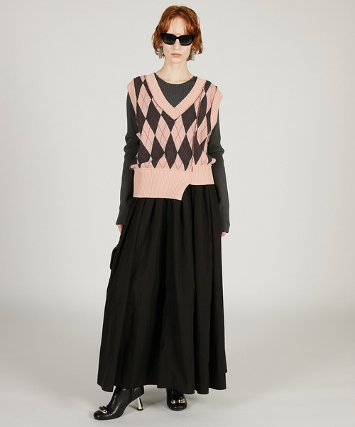 セール】ニットコンビロングドレス / Knit Combination Long Dress