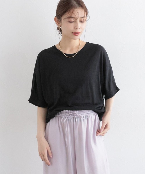 studio CLIP（スタディオクリップ）の「シアードルマンハーフスリーブプルオーバー（Tシャツ/カットソー・レディース・オフホワイト/ブラック/ライトベージュ・FREE）」の3枚目の写真