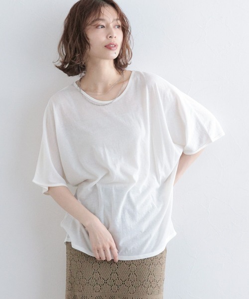 studio CLIP（スタディオクリップ）の「シアードルマンハーフスリーブプルオーバー（Tシャツ/カットソー・レディース・オフホワイト/ブラック/ライトベージュ・FREE）」の22枚目の写真