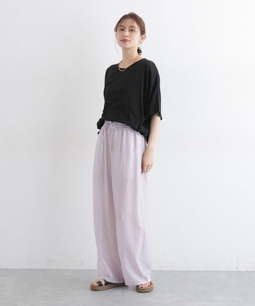 studio CLIP（スタディオクリップ）の「シアードルマンハーフスリーブプルオーバー（Tシャツ/カットソー・レディース・オフホワイト/ブラック/ライトベージュ・FREE）」の4枚目の写真