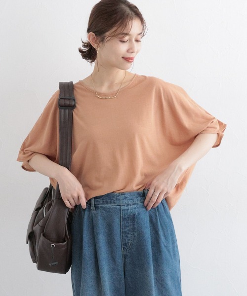 studio CLIP（スタディオクリップ）の「シアードルマンハーフスリーブプルオーバー（Tシャツ/カットソー・レディース・オフホワイト/ブラック/ライトベージュ・FREE）」の5枚目の写真