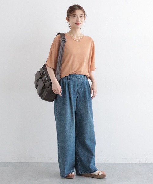 studio CLIP（スタディオクリップ）の「シアードルマンハーフスリーブプルオーバー（Tシャツ/カットソー・レディース・オフホワイト/ブラック/ライトベージュ・FREE）」の7枚目の写真