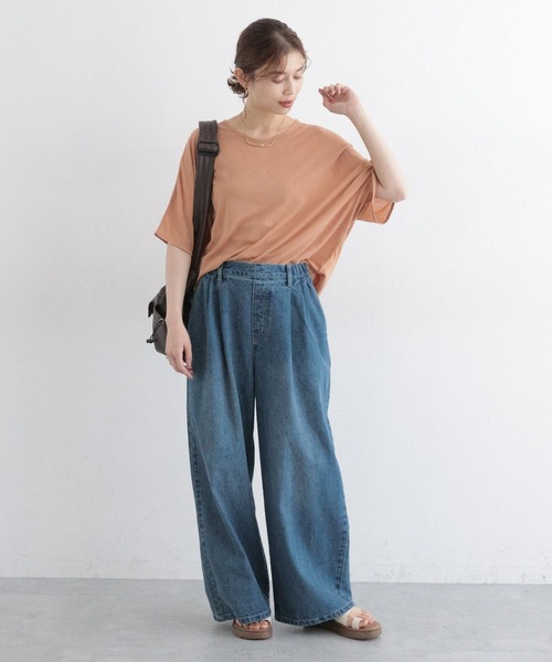 studio CLIP（スタディオクリップ）の「シアードルマンハーフスリーブプルオーバー（Tシャツ/カットソー・レディース・オフホワイト/ブラック/ライトベージュ・FREE）」の8枚目の写真