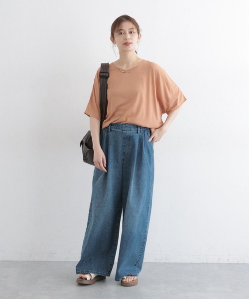 studio CLIP（スタディオクリップ）の「シアードルマンハーフスリーブプルオーバー（Tシャツ/カットソー・レディース・オフホワイト/ブラック/ライトベージュ・FREE）」の9枚目の写真