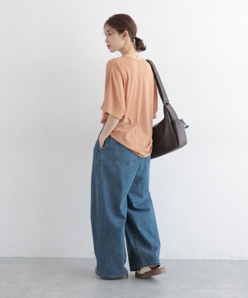 studio CLIP（スタディオクリップ）の「シアードルマンハーフスリーブプルオーバー（Tシャツ/カットソー・レディース・オフホワイト/ブラック/ライトベージュ・FREE）」の10枚目の写真