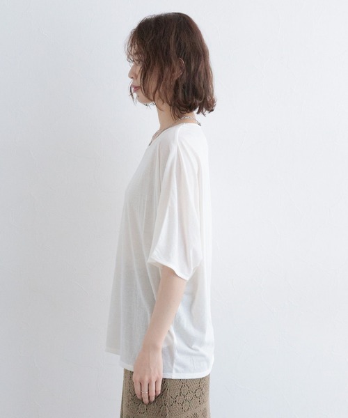 studio CLIP（スタディオクリップ）の「シアードルマンハーフスリーブプルオーバー（Tシャツ/カットソー・レディース・オフホワイト/ブラック/ライトベージュ・FREE）」の12枚目の写真