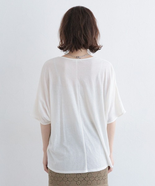 studio CLIP（スタディオクリップ）の「シアードルマンハーフスリーブプルオーバー（Tシャツ/カットソー・レディース・オフホワイト/ブラック/ライトベージュ・FREE）」の13枚目の写真