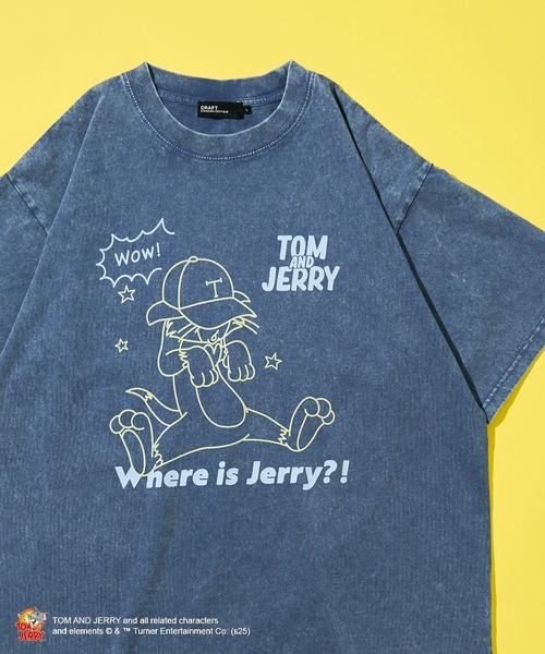 Tom&Jerry(トムアンドジェリー)の「TOM and JERRY/トムとジェリー トムTEE(Tシャツ/カットソー・レディース・チャコールグレー/ブルー・M/L)」の1枚目の写真
