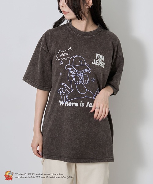Tom&Jerry(トムアンドジェリー)の「TOM and JERRY/トムとジェリー トムTEE(Tシャツ/カットソー・レディース・チャコールグレー/ブルー・M/L)」の11枚目の写真