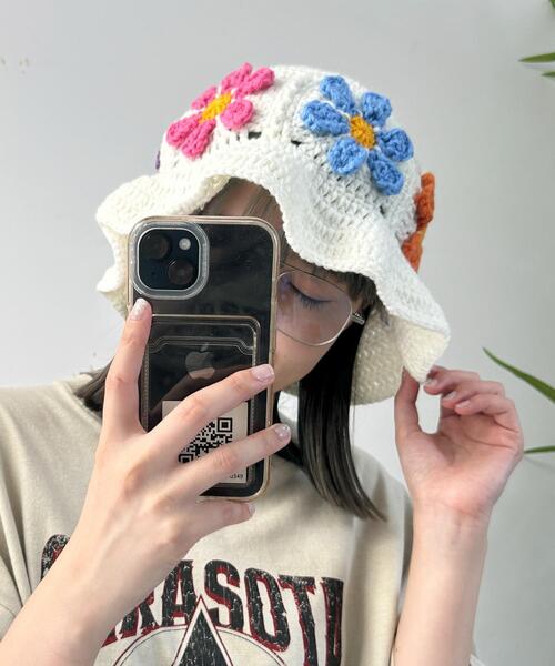 WEGO（ウィゴー）の「WEGO/フラワーフリルニットハット（ハット・レディース・ブラック/ホワイト・FREE）」の3枚目の写真