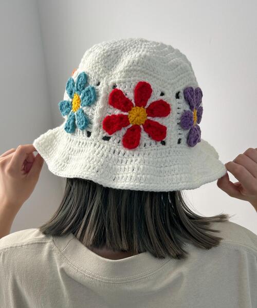 WEGO（ウィゴー）の「WEGO/フラワーフリルニットハット（ハット・レディース・ブラック/ホワイト・FREE）」の5枚目の写真