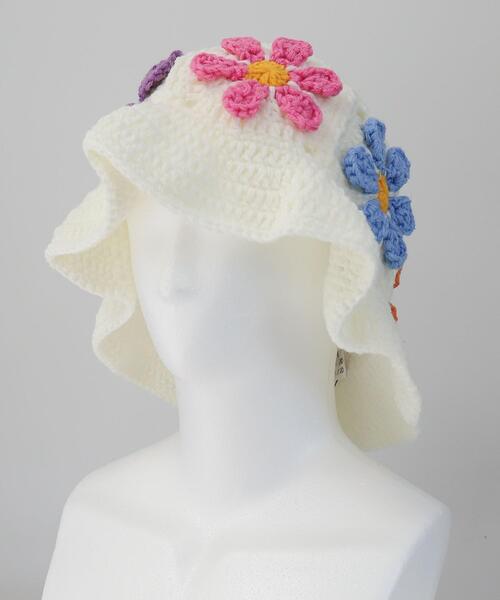 WEGO（ウィゴー）の「WEGO/フラワーフリルニットハット（ハット・レディース・ブラック/ホワイト・FREE）」の7枚目の写真