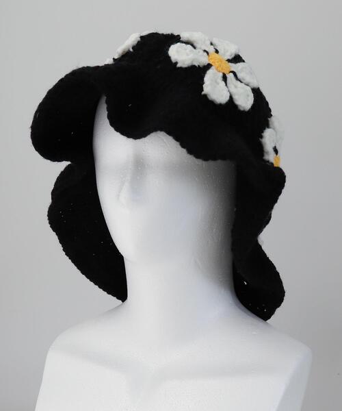 WEGO（ウィゴー）の「WEGO/フラワーフリルニットハット（ハット・レディース・ブラック/ホワイト・FREE）」の8枚目の写真