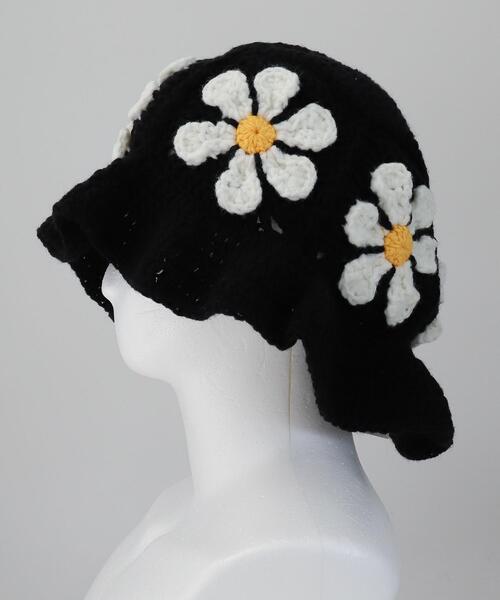 WEGO（ウィゴー）の「WEGO/フラワーフリルニットハット（ハット・レディース・ブラック/ホワイト・FREE）」の9枚目の写真