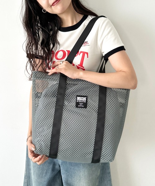 DISCUS（ディスカス）の「DISCUS/ディスカス メッシュ トートバッグ/巾着/容量 約17リットル（トートバッグ・レディース・パープル/ダークグレー/カーキ/ブラック/ブルー・FREE）」の2枚目の写真