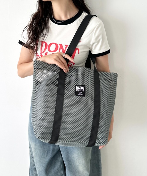 DISCUS（ディスカス）の「DISCUS/ディスカス メッシュ トートバッグ/巾着/容量 約17リットル（トートバッグ・レディース・パープル/ダークグレー/カーキ/ブラック/ブルー・FREE）」の6枚目の写真