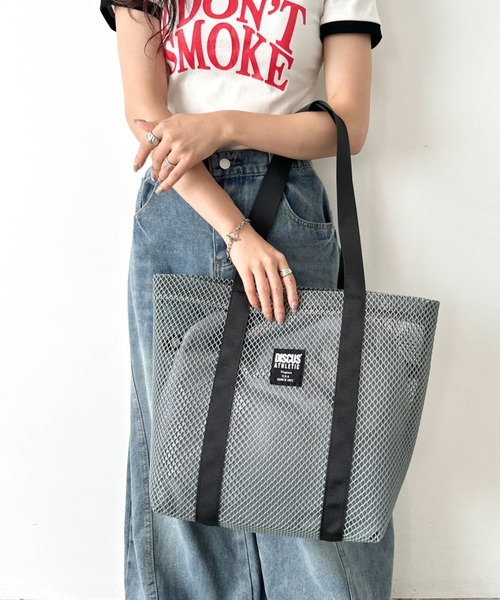 DISCUS（ディスカス）の「DISCUS/ディスカス メッシュ トートバッグ/巾着/容量 約17リットル（トートバッグ・レディース・パープル/ダークグレー/カーキ/ブラック/ブルー・FREE）」の9枚目の写真