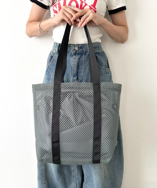 DISCUS（ディスカス）の「DISCUS/ディスカス メッシュ トートバッグ/巾着/容量 約17リットル（トートバッグ・レディース・パープル/ダークグレー/カーキ/ブラック/ブルー・FREE）」の10枚目の写真