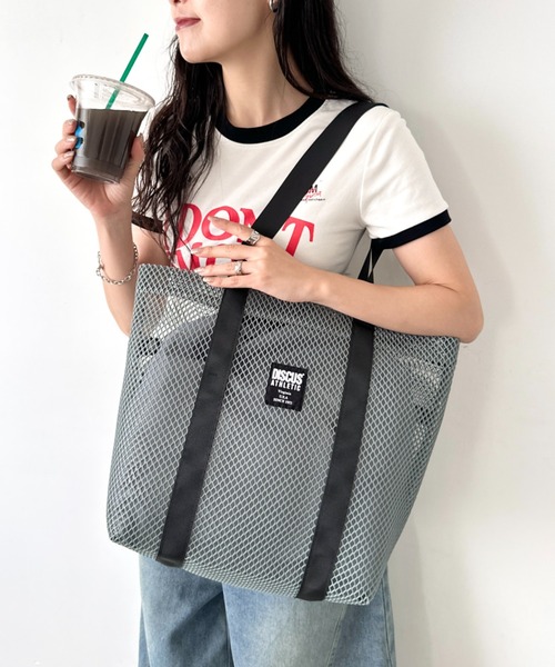 DISCUS（ディスカス）の「DISCUS/ディスカス メッシュ トートバッグ/巾着/容量 約17リットル（トートバッグ・レディース・パープル/ダークグレー/カーキ/ブラック/ブルー・FREE）」の7枚目の写真