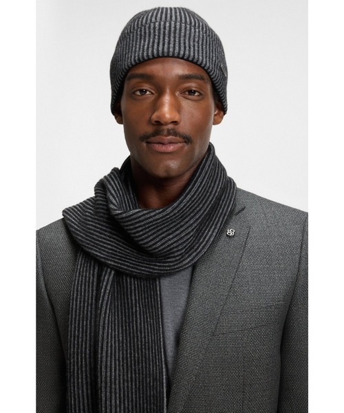 ギフトセット ハット＆マフラー ツートンニット（マフラー）｜BOSS