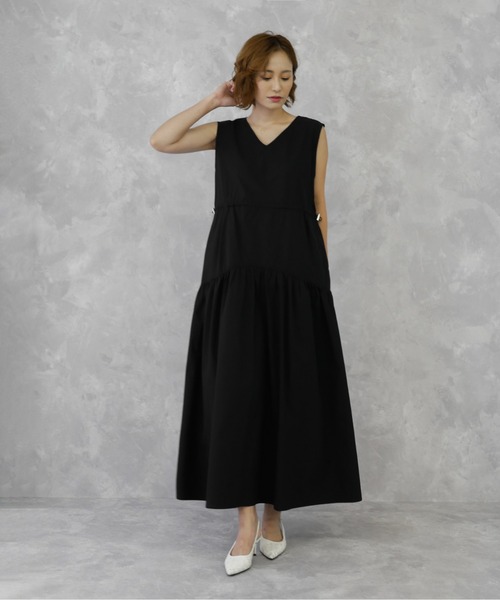 My shawty（ﾏｲｼｬｳﾃｨｰ）の「tiered drawstring onepiece（ワンピース・レディース・ダークベージュ/ブラック・FREE）」の3枚目の写真